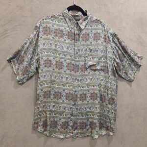 Colore Italia Silk Cotton Button Up Shirt Men Size Large Paisley Mandala Casual